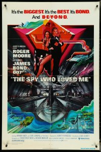 4t1300 SPY WHO LOVED ME 1sh 1977 great art of Roger Moore as James Bond by Bob Peak!