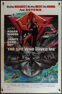 4t1301 SPY WHO LOVED ME int'l 1sh 1977 great art of Roger Moore as James Bond by Bob Peak!