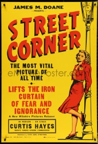 4t0025 STREET CORNER 1sh 1948 anti-abortion, girl in trouble trying to decide, yellow background!