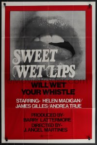 4t1313 SWEET WET LIPS 25x38 1sh 1977 sexy close-up image will wet your whistle, ultra rare!