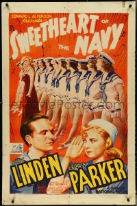 4t1314 SWEETHEART OF THE NAVY 1sh 1937 Cecilia Parker w/ Eric Linden & sexy sailors, ultra rare!