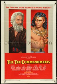 4t1323 TEN COMMANDMENTS style B 1sh 1956 DeMille, Karsh portraits of Heston & Yul Brynner!