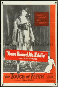 4t1336 TOUCH OF FLESH 1sh 1960 great image of girl in robe w/gun, You've ruined me, Eddie!