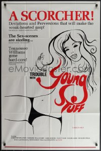 4t1342 TROUBLE WITH YOUNG STUFF 1sh 1977 Christine Williams, Willoughby, sexy art, a scorcher!