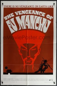 4t1353 VENGEANCE OF FU MANCHU 1sh 1968 cool art of Asian villain Christopher Lee!