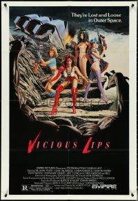 4t1354 VICIOUS LIPS 1sh 1987 Albert Pyun, Dru-Anne Perry, sexy women in space sci-fi art!