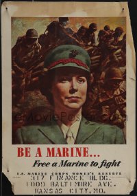 4t0196 BE A MARINE 14x20 WWII war poster 1943 U.S. Marine Corps Women's Reserve, cool & ultra rare!