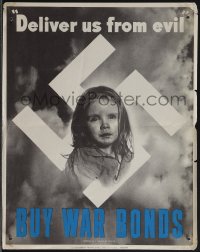 4t0286 BUY WAR BONDS 11x14 WWII war poster 1943 Nadeau, sad girl in Nazi swastika, ultra rare!