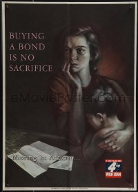 4t0199 BUYING A BOND IS NO SACRIFICE 14x20 WWII war poster 1943 Gonzalez art of devastated family!