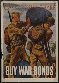 4t0200 CARRY YOUR SHARE 11x16 WWII war poster 1940s buy war bonds, Joseph Hirsch art, ultra rare!