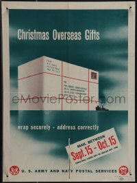 4t0202 CHRISTMAS OVERSEAS GIFTS 13x17 WWII war poster 1945 U.S. Army & Navy Postal Services, rare!