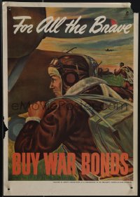 4t0204 FOR ALL THE BRAVE 11x16 WWII war poster 1940s buy war bonds, David Margolis art, ultra rare!