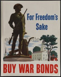 4t0288 FOR FREEDOM'S SAKE BUY WAR BONDS 11x14 WWII war poster 1943 Atherton art of Minute Man, rare!