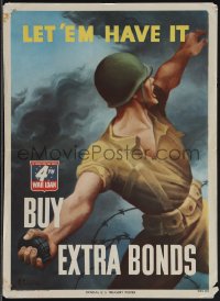 4t0294 LET 'EM HAVE IT BUY EXTRA BONDS 10x14 WWII war poster 1943 Perlin art of soldier w/ grenade!