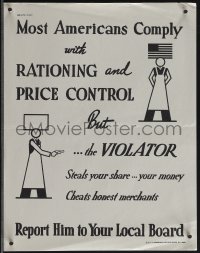 4t0295 MOST AMERICANS COMPLY 9x11 WWII war poster 1945 rationing & price control, report violators!