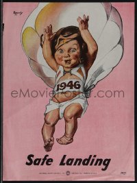 4t0321 SAFE LANDING 9x12 special poster 1946 Epperly art of the New Years baby parachuting, rare!