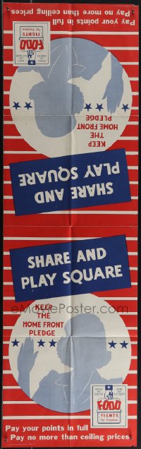 4t0214 SHARE & PLAY SQUARE 11x18 WWII war poster 1944 produce & conserve, food fights for freedom!