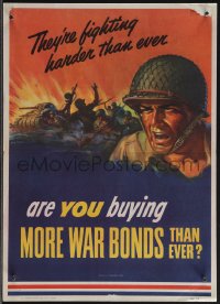 4t0299 THEY'RE FIGHTING HARDER THAN EVER 10x14 WWII war poster 1943 Hewitt art of soldier, rare!