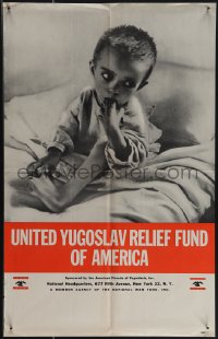 4t0220 UNITED YUGOSLAV RELIEF FUND OF AMERICA 14x22 WWII war poster 1940s donate to save children!