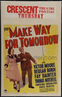 4t0072 MAKE WAY FOR TOMORROW linen WC 1937 happy Fay Bainter & Victor Moore arm-in-arm, ultra rare!