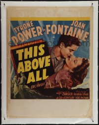 4t0082 THIS ABOVE ALL linen WC 1942 wonderful close up of Tyrone Power about to kiss Joan Fontaine, rare!