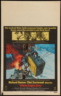 4t0085 WHERE EAGLES DARE WC 1968 Clint Eastwood, Richard Burton, Mary Ure, art by Frank McCarthy!