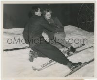 4t1653 SPELLBOUND candid 8.25x10 still 1945 Ingrid Bergman & Gregory Peck fall skiing, Hitchcock!