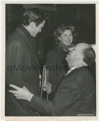 4t1651 SPELLBOUND candid 8.25x10 still 1945 Alfred Hitchcock, Bergman & Peck laughing on the set!