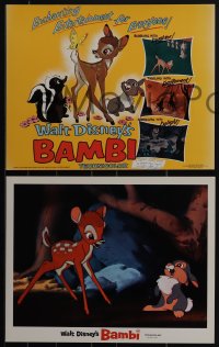 4t0814 BAMBI 9 LCs R1975 Walt Disney cartoon deer classic, great art with Thumper & Flower!