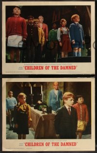 4t0820 CHILDREN OF THE DAMNED 8 LCs 1964 beware the creepy kid's eyes that paralyze, complete set!