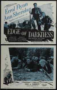 4t0828 EDGE OF DARKNESS 8 LCs R1956 great images of Errol Flynn & gorgeous Ann Sheridan!