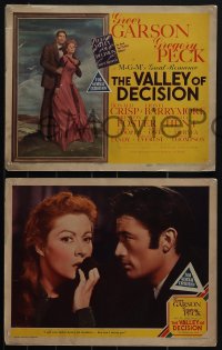 4t0856 VALLEY OF DECISION 8 LCs 1945 w/ title card art of Gregory Peck & Greer Garson by Seguso!