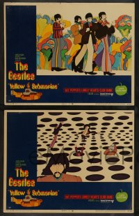 4t0858 YELLOW SUBMARINE 8 LCs 1968 psychedelic cartoon images of Beatles John, Paul, Ringo & George!