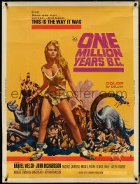 4w0007 ONE MILLION YEARS B.C. 30x40 1967 full-length sexiest prehistoric cave woman Raquel Welch!