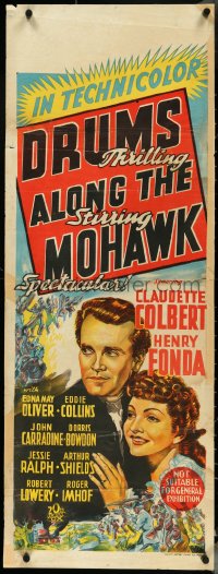 4w0632 DRUMS ALONG THE MOHAWK long Aust daybill 1941 Ford, Claudette Colbert & Fonda, ultra rare!