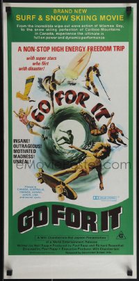 4w0091 GO FOR IT Aust daybill 1976 cool surfing, skateboarding & extreme sports art!