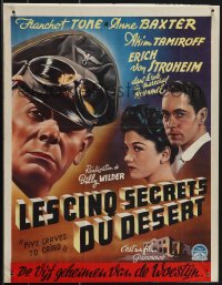 4w0296 FIVE GRAVES TO CAIRO Belgian 1946 Billy Wilder, close up art of Nazi Erich von Stroheim!