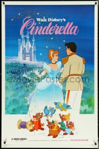 4w0774 CINDERELLA 1sh R1981 Walt Disney classic romantic cartoon, image of prince & mice!