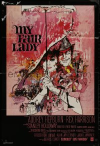 4w0625 MY FAIR LADY 24x36 commercial poster 1964 Audrey Hepburn & Rex Harrison by Bob Peak!