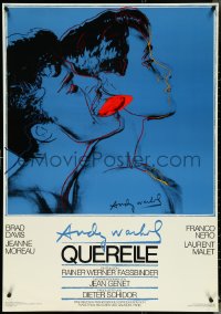 4w0626 QUERELLE 28x40 German commercial poster 1980s Rainer Fassbinder & Jean Genet, blue Warhol art