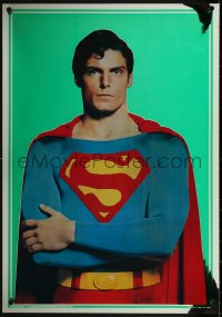 4w0628 SUPERMAN foil 21x30 commercial poster 1978 comic book hero Christopher Reeve in costume!
