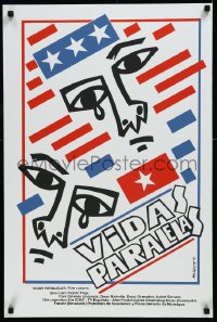 4w0608 VIDAS PARALELAS Cuban 1993 Pastor Vega, great red, white and blue silkscreen art by Morante!