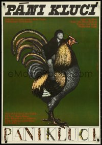 4w0577 GENTLEMEN, BOYS Czech 23x33 1976 Pani Kluci, Grygar art of huge rooster, ultra rare!