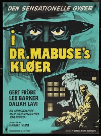4w0515 RETURN OF DR MABUSE Danish 1962 Gert Froebe, Lex Barker, Wenzel art, completely different!