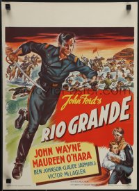 4w0252 RIO GRANDE Dutch 1952 artwork of John Wayne running with sword, directed by John Ford!