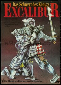 4w0568 EXCALIBUR East German 23x32 1986 Boorman directed, completely different art by DeMaiziere!