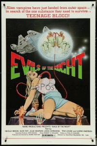 4w0807 EVILS OF THE NIGHT 1sh 1985 Tom Tierney art of sexy girl, ghouls need teenage blood!