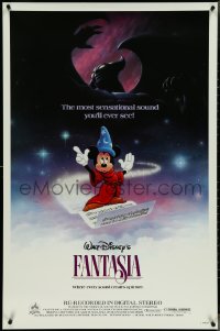 4w0808 FANTASIA 1sh R1985 Mickey from Sorcerer's Apprentice & Chernabog from Night on Bald Mountain!