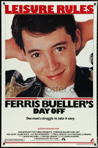 4w0811 FERRIS BUELLER'S DAY OFF 1sh 1986 c/u of Matthew Broderick in John Hughes teen classic!