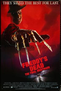 4w0820 FREDDY'S DEAD 1sh 1991 great art of Robert Englund as Freddy Krueger!